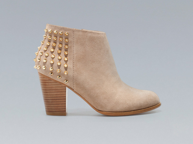 zara studded coybow boots tan Made in chelsea