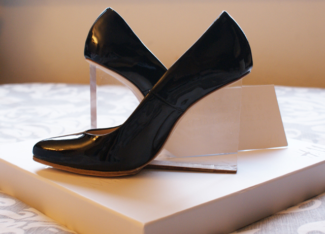 Maison Martin Margiela for H&M black patent perspex heel court leather shoe