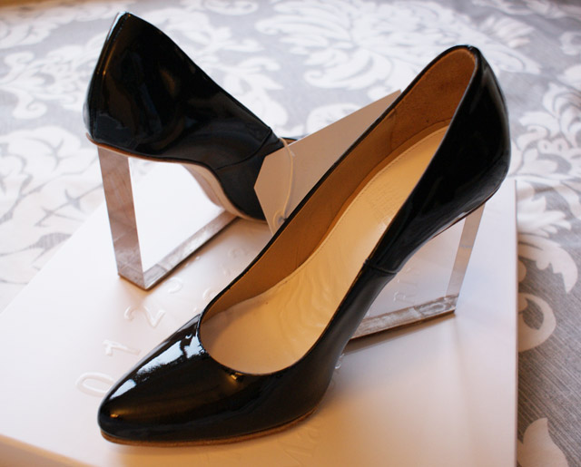 Maison Martin Margiela for H&M black patent perspex heel court leather shoe