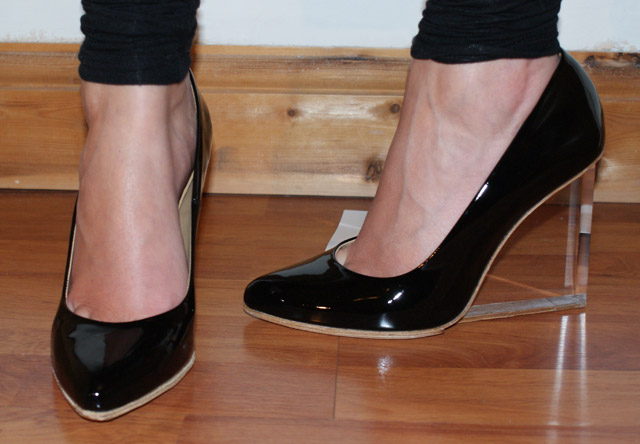 Maison Martin Margiela for H&M black patent perspex heel court leather shoe