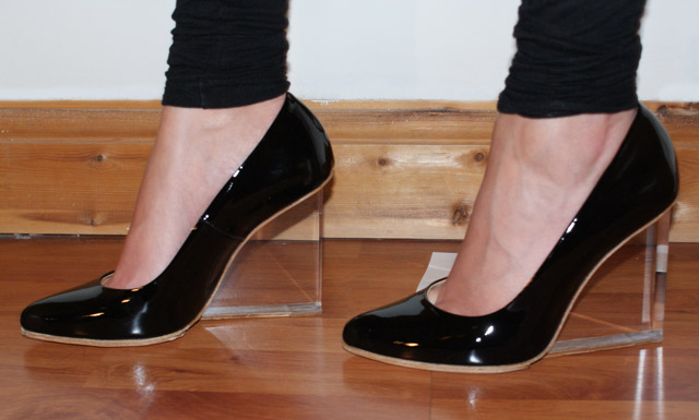 Maison Martin Margiela for H&M black patent perspex heel court leather shoe